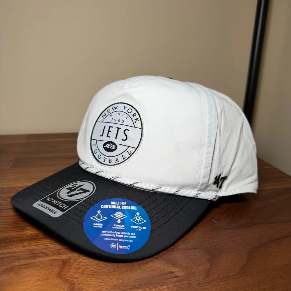 Men's '47 White/Black New York Jets Suburbia Hitch Two-Tone Adjustable Hat
